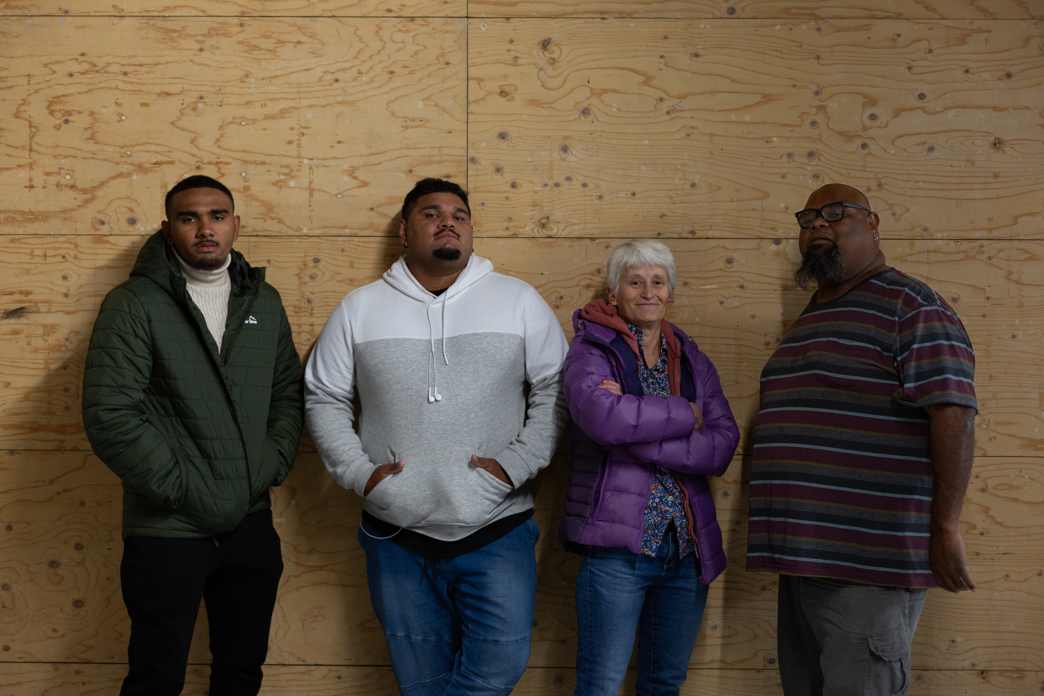Karrabing Film Collective - Rex, Aiden & Kieran Sing stand with Elizabeth A. Povinelli.