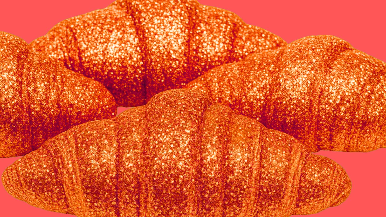 Glittery croissants nestled together.